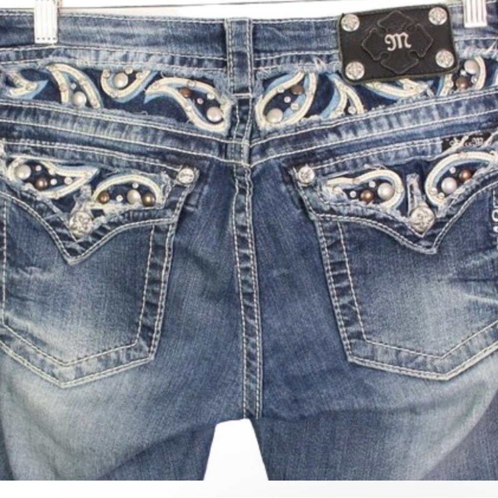Miss Me Embellished Bootcut Paisley Flap Pocket Jeans 32